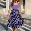 Fashion Women Summer Vintage Floral Dress Elegant Short Sleeve Midi Dress