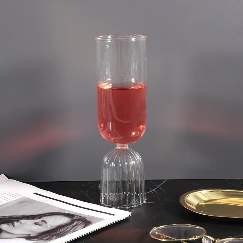 Colorful Vertical Grain Modern Bouquet Waist Glass Vase - Ice Cream Bowl Water Cup Champagne Cocktail Test Tube Wine Glasses