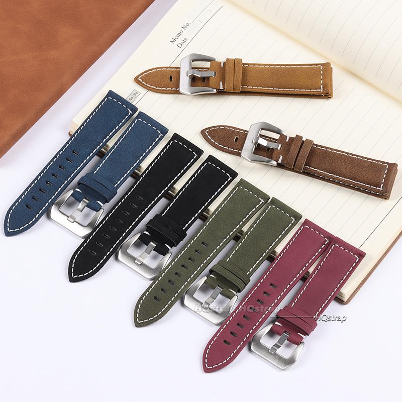 Cowhide Watchband Vintage Bracelet Matte Watch Strap for Women Men Black Blue Brown 18mm 20mm 22mm 24mm Wrist Band Universal