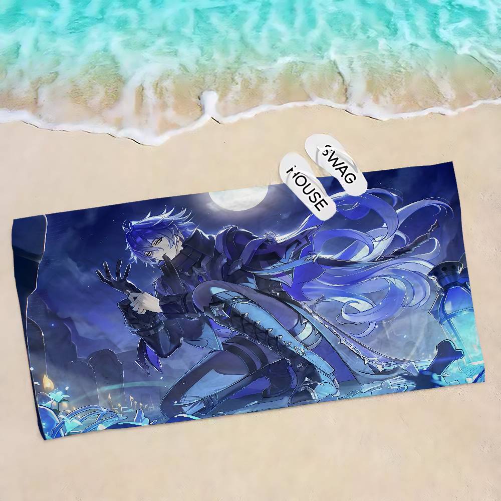 Genshin Impact Flins Big Microfiber Beach Towels Quick Dry Towel Sand Beach Towels Pool Towel for Travel Swim Pool Yoga
