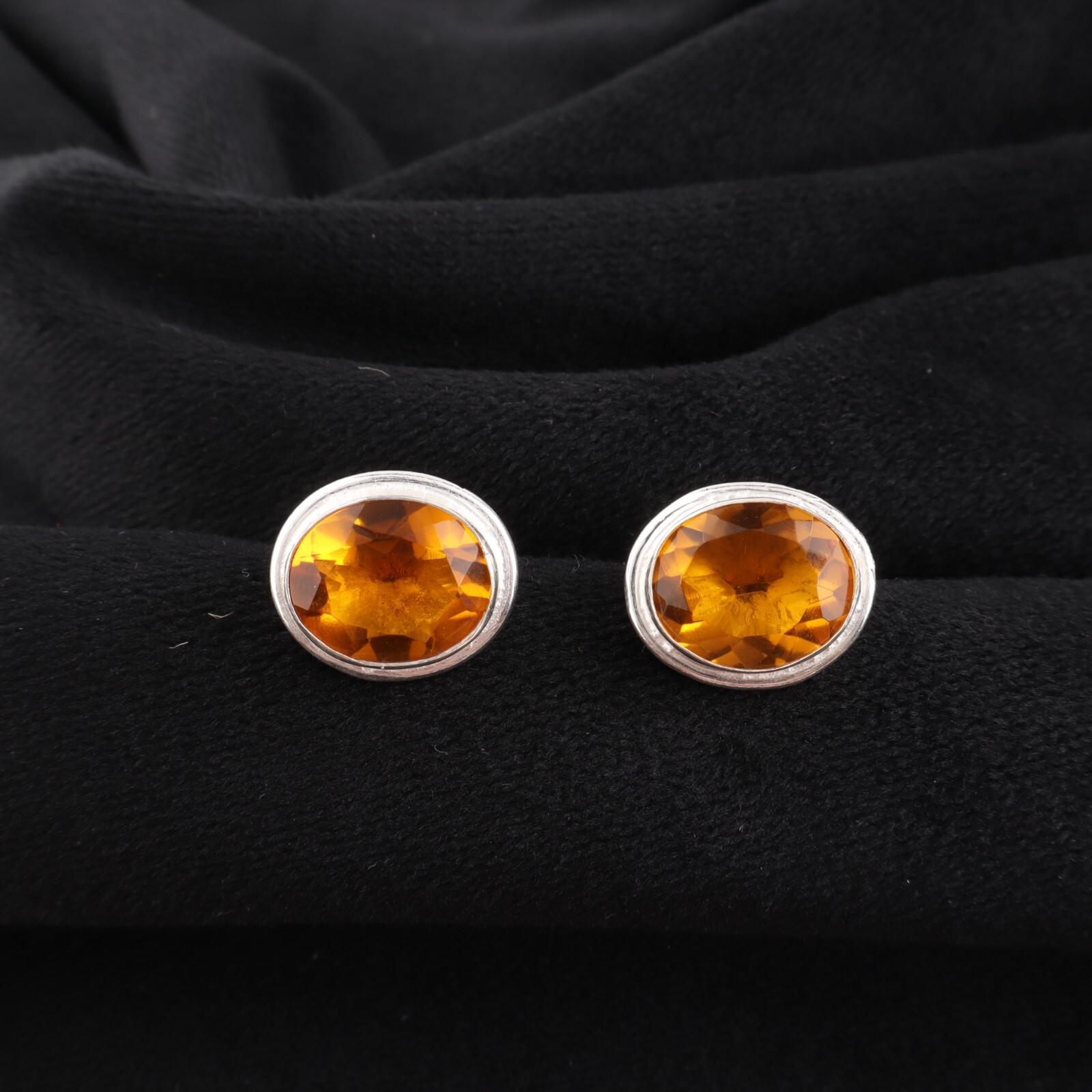 

Цитрин Драгоценный камень 925 Стерлинговое серебро Ювелирные изделия Ручной работы Женские Серьги-пусеты 0,5 EE-178-1