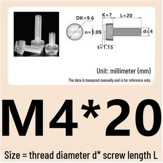 M3-M8 Hand-Tightened Transparent Acrylic Knurled Screw 