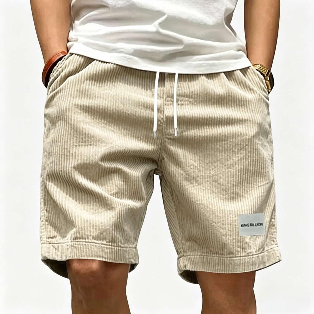 Men's Corduroy Drawstring Shorts - Elastic Waist Casual Loose Fit Multi-Color Summer Beach Everyday Streetwear