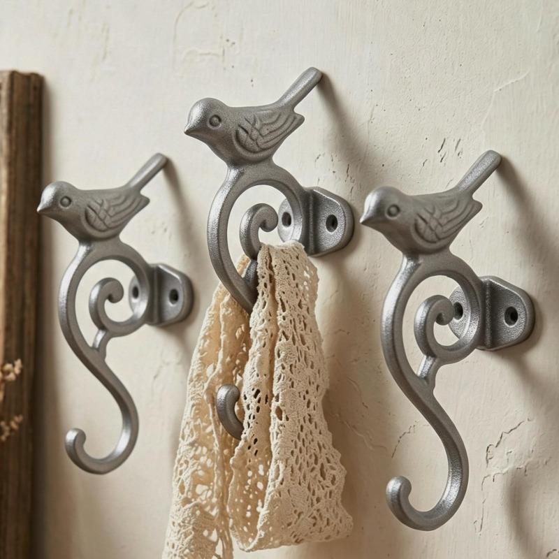Vintage Cast Iron Bird S-Hook Heavy Duty Wall Hook for Hanging Coats Bags Keys Rustic Garden Patio Decor Vintage Coat Hanger