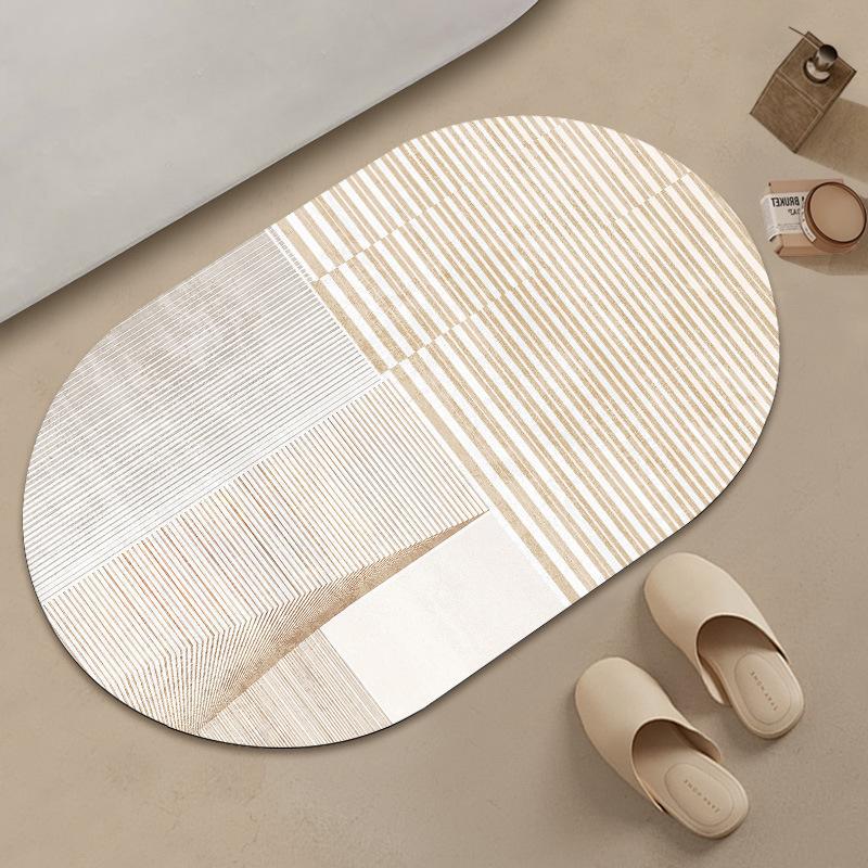

Овальный однотонный абстрактный коврик для пола, впитывающий коврик для ног для ванной комнаты, противоскользящий коврик для ванной комнаты 40 * 60cm