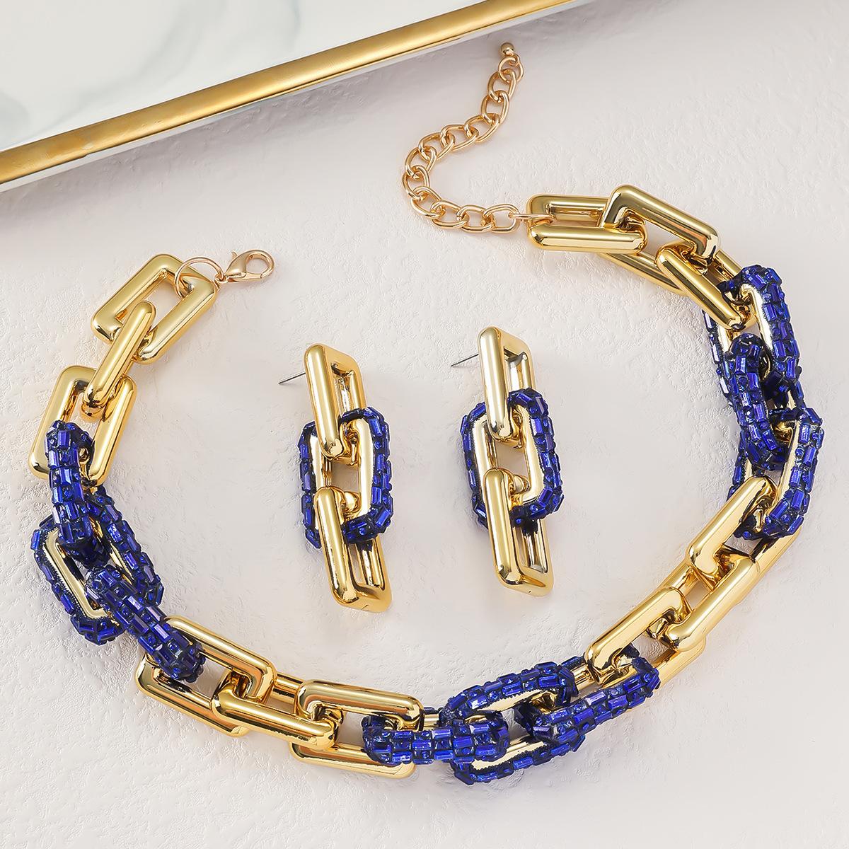 

Ожерелье Серьги Комплект Collision Punk Стиль Толстая Цепь Женщины Хип-Хоп Свадьбы Подарок