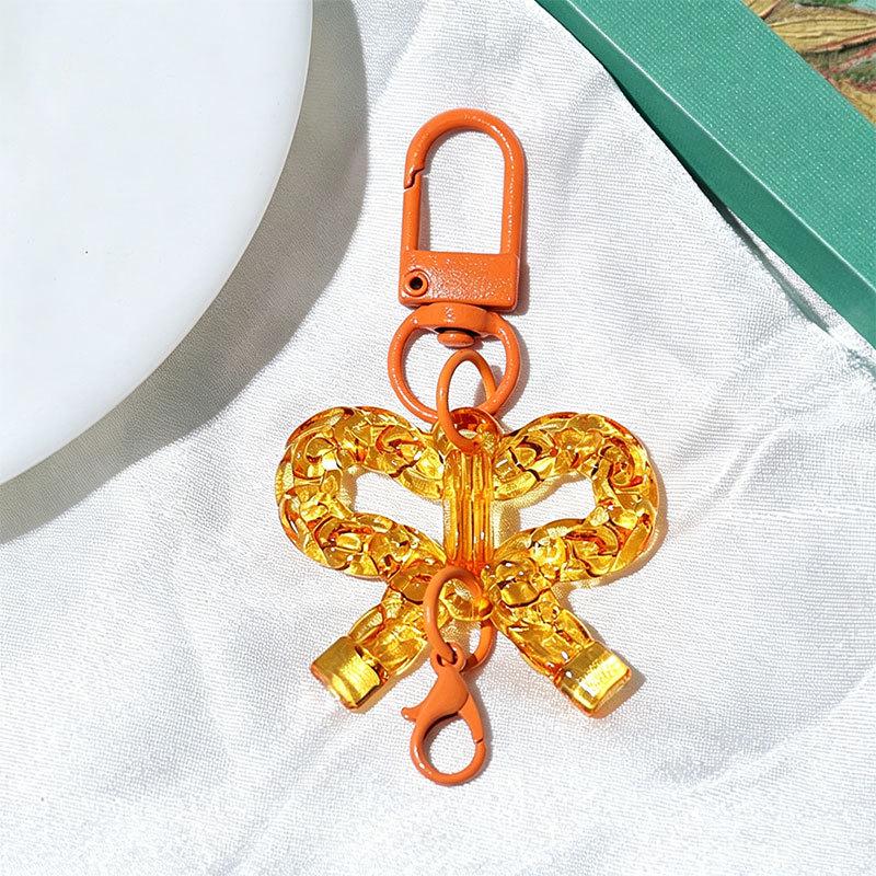 Transparent Acrylic Bow Keyring for Girls' Bags - DIY Pendant Accessory Small Gift