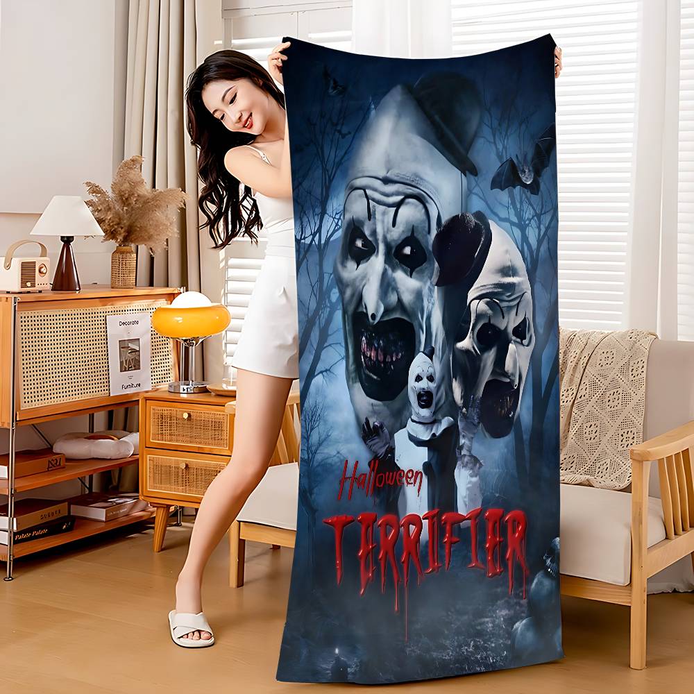 Horror Movie Terrifiers Microfiber Printed Beach Towel Mountain Climbing Yoga Beach Swimming Running Absorbent Soft Towel