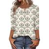 3/4 Sleeve Shirts For Women Button Down Shirt  Top For Women Half Button Down Print Graphic Blouse
