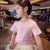 MIMIHELLO Girls' Korean Style Solid Short Sleeve T-Shirt