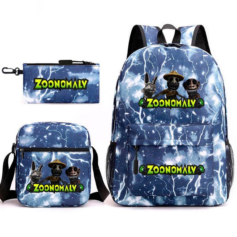 Deformed Zoo Surrounding Primary School Students Schoolbag Trend Starry Sky Backpack Leisure Three-piece Set
