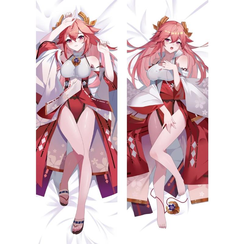 

Аниме Genshin Impact Inazuma Yae Miko Dakimakura Наволочка Otaku Waifu Peachskin Fullbody Throw Наволочка Косплей Подарок 34x100cm Peach Skin фиолетовый