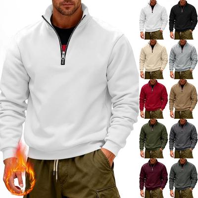 Loose-fit Outdoor Men's Thermal Half-zip Stand-collar Pullover Sweatshirt