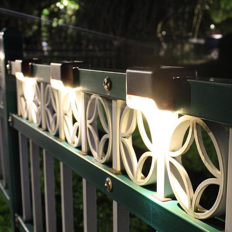4pcs LED Solar Stair Lamp IP65 Waterproof Outdoor Garden Pathway Yard Patio Stairs Steps Fence Lamps Solar Night Light