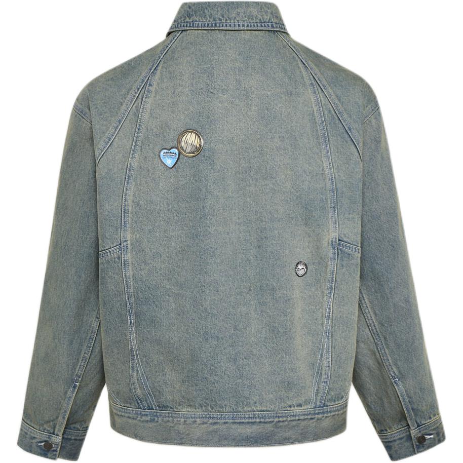 Adidas Originals Denim Jacket Valentines Day Edition Striped Collar Sports Casual Long Sleeve Denim Jacket Men Jackets KT6363