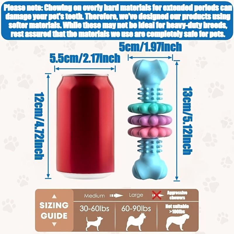 Os de Mestecat Indestructibil pentru Câini pentru Mestecători Agresivi - Cauciuc Termoplastic Durabil cu Model Geometric, Curățare Dentară