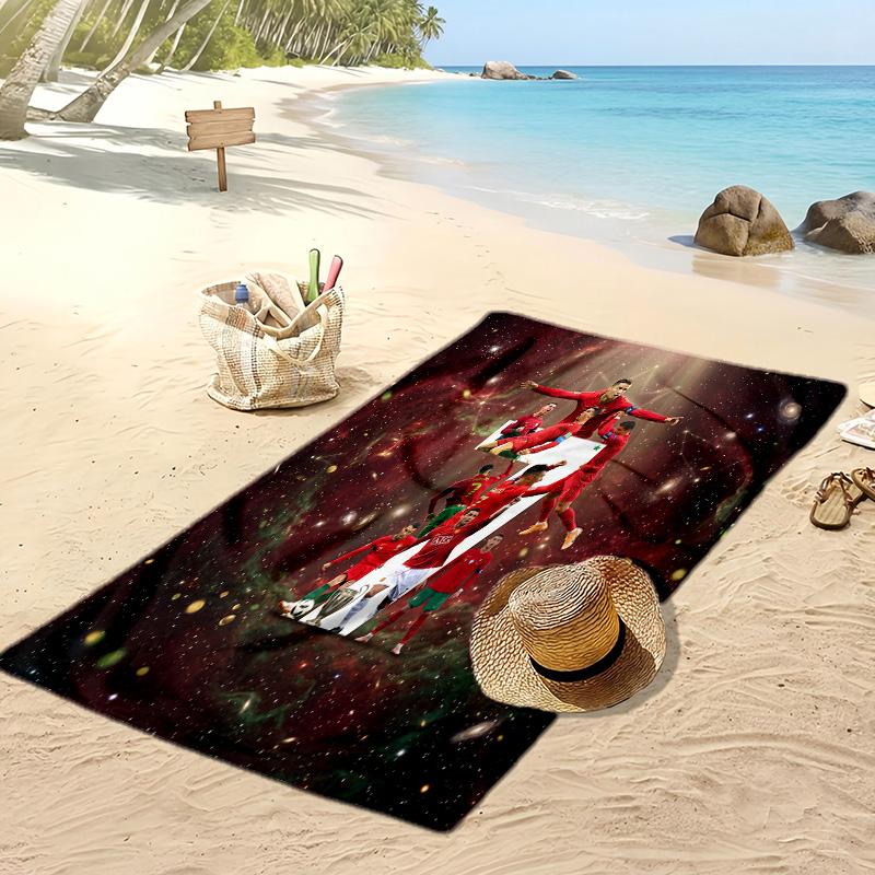 Portugal Football Print Beach Towel Quick Dry Super Absorbent Soft Bath Towel for Swimming Beach Travel Fan Souvenir Gift