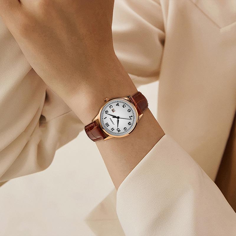 Ladies Watch Niche Premium Retro Watch Waterproof Calendar Quartz Watch 9872