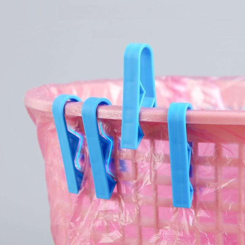 5Pcs Plastic Kitchen Garbage Bin Clip, Set of Bag Clips Anti-Slip Fixation Clamp for Trash Cans and Garbage Bins