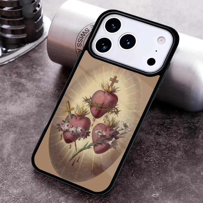 

Hearts of the Holy Family Phone Case for iPhone 17 16 15 Pro Max Air 14 13 12 11 Plus Shockproof Cover iPhone 12