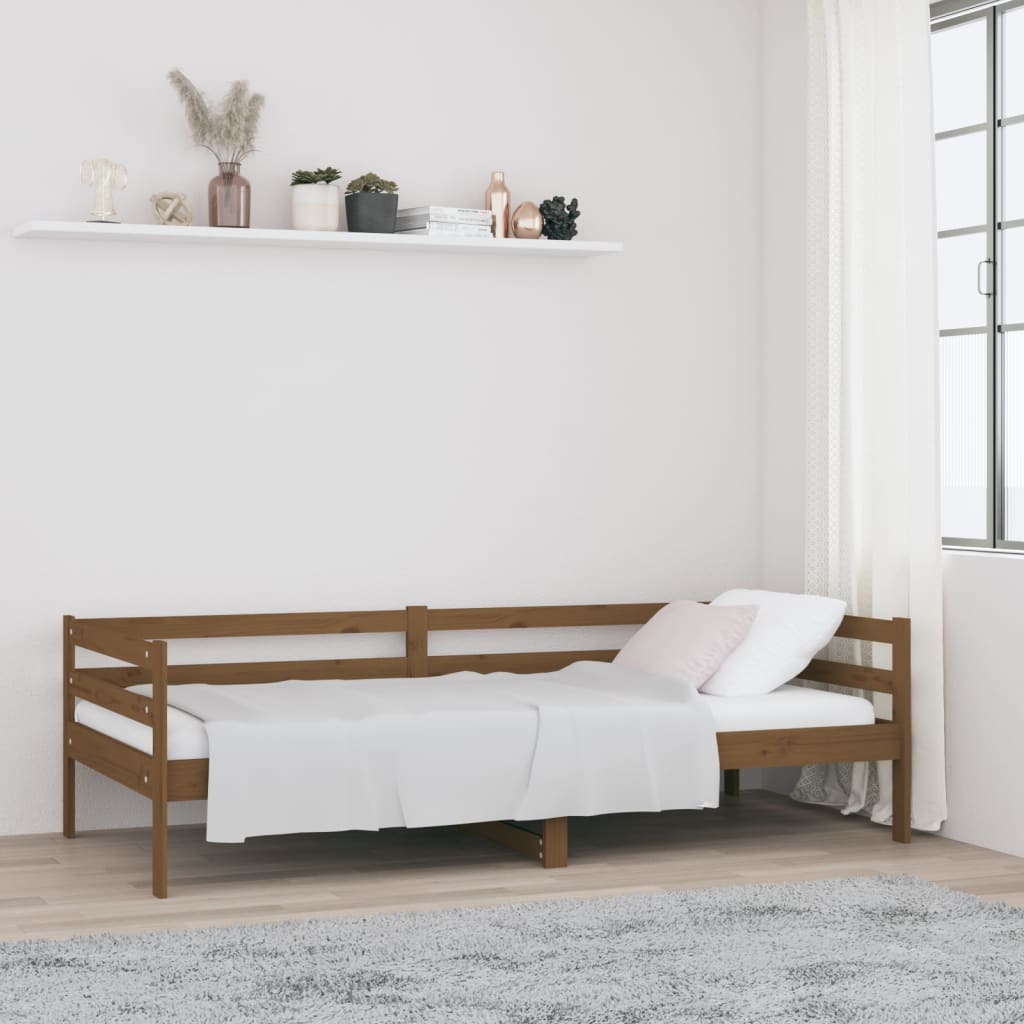 Daybed in Honey Brown 90 x 190 cm Solid Pine Wood