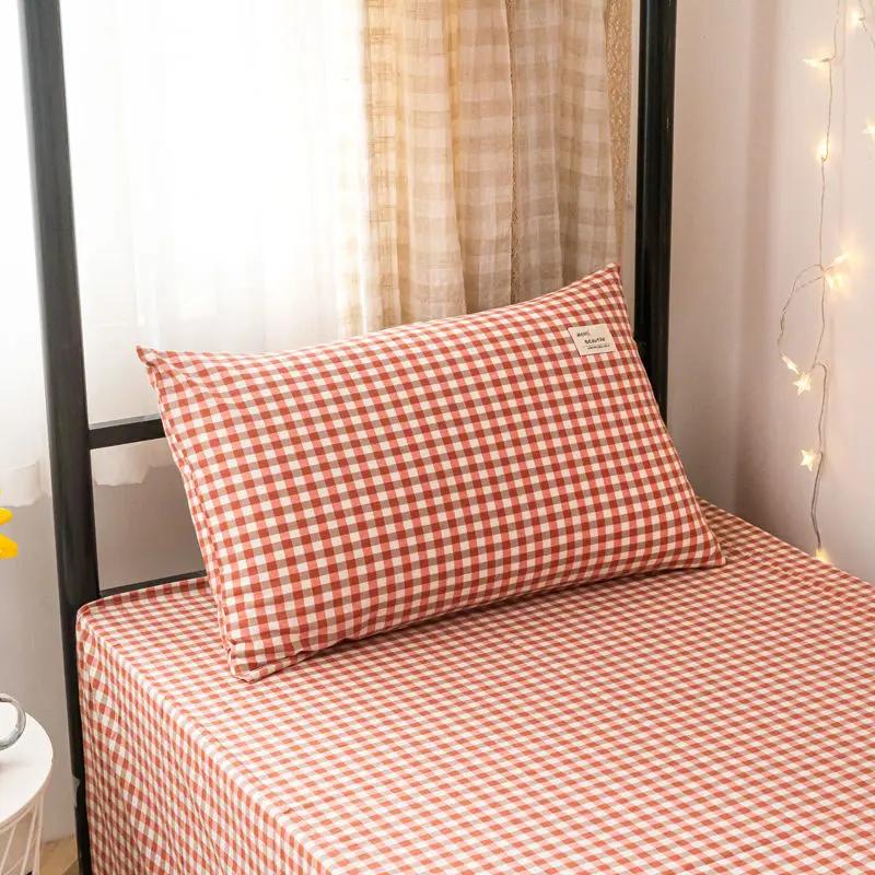 Plaid Pillow Case Home Bedroom Couples Cotton Comfortable Washable Case Cover for Adults Sleeping Textile New