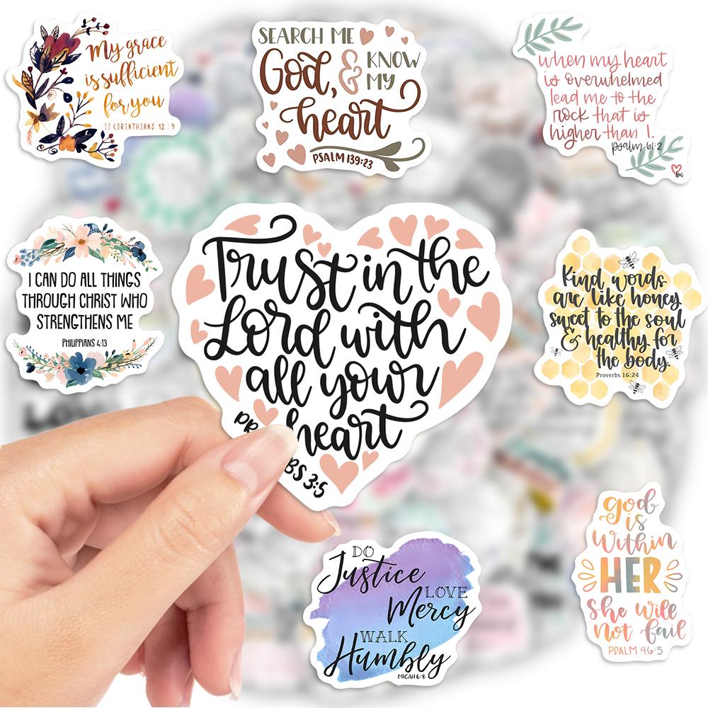 Inspirational Bible Verses Scripture Gospel Scrapbook Stickers Diy Gift Waterproof Decal For Laptop Phone Luggage Decorative
