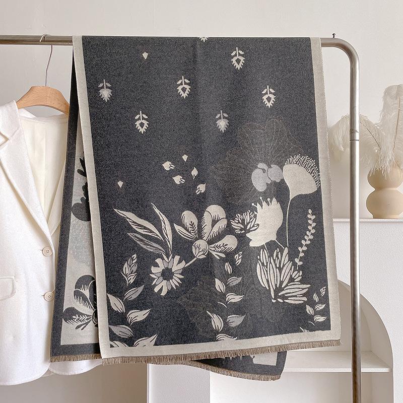 Imitation Cashmere Scarf Versatile Printed Warm Air Conditioner Shawl With High-End Fashion Scarf Women