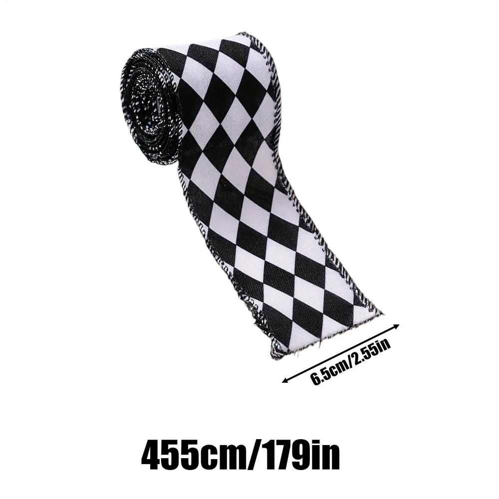 

5-yard Black And White Checkered Linen Ribbon Christmas Wreath Ribbons Christmas Tree DIY Bow Ribbon Holiday Home Decoration 5 yard