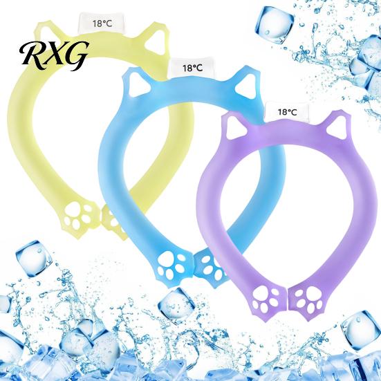 Personal Cooling Device Cat Ear Neck Tube for Summer, Reusable Adjustable Wearable Ice Summer Ring, Heatstroke Prevention Cooler Collar Outdoor