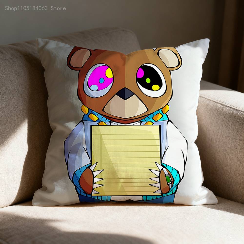 D-Dropout Bear YE Pillow Case Print Polyester Fiber 40X40 cm Home Sofa Throw Cushion Cover Decoration