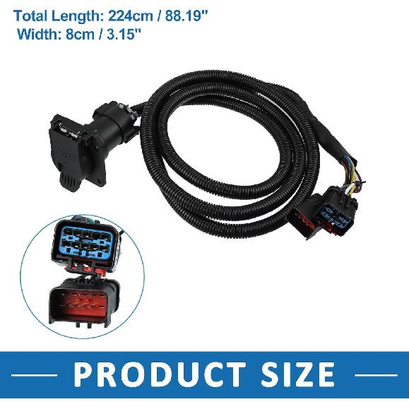 7-Foot 7 Pin Trailer Wiring Harness Extension Connector Vehicle-Side Truck Bed 7 Way RV Wiring Plug Harness Extension for Dodge for Ram 2500
