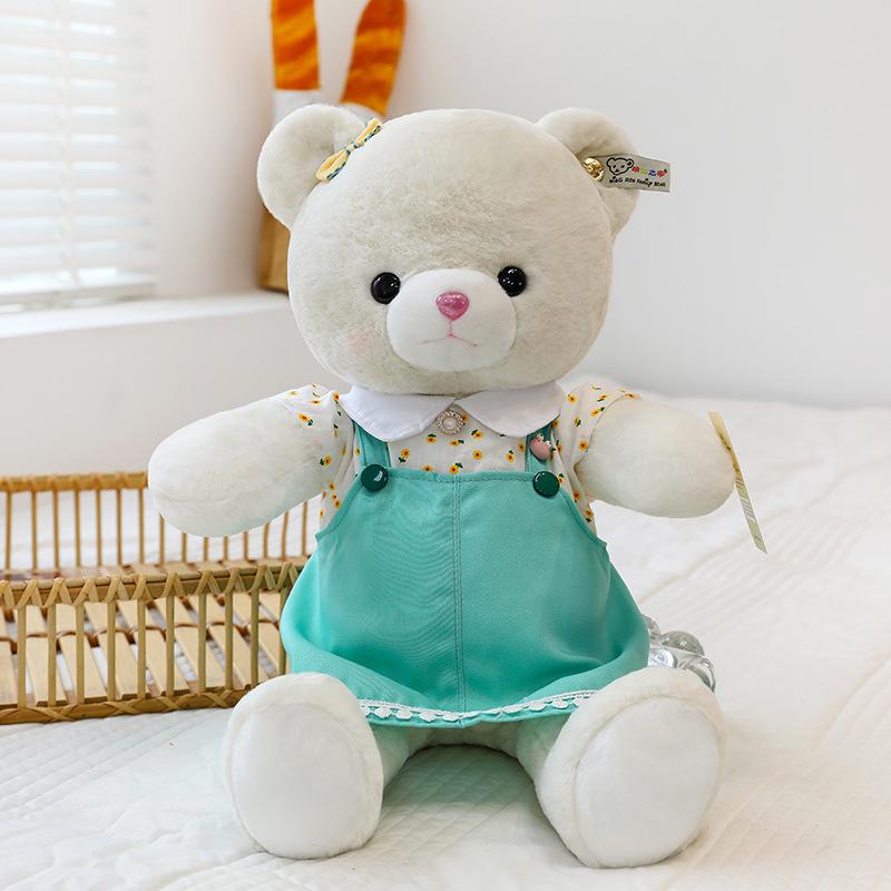 Cartoon Fresh Couple Bear Plush Toy Bed Press Doll Qixi Gift Suspenders Confession Bear Doll