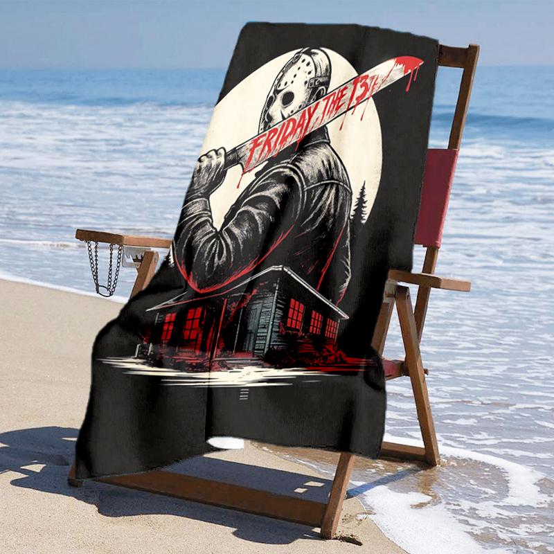 Ultra-Soft Beach Towel with Friday the 13th Theme,Ideal for Pool - Camping, Diving - Perfect Travel Essential, Vibrant Beach Towel.