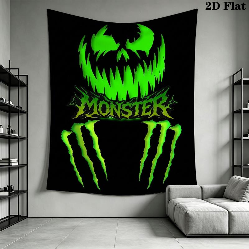 Monster Energy Wandteppich Ästhetisches Wandbehang Gedruckter Stoffdecke Dekorative Wandteppiche für Schlafzimmer Wohnzimmer Heimdekoration