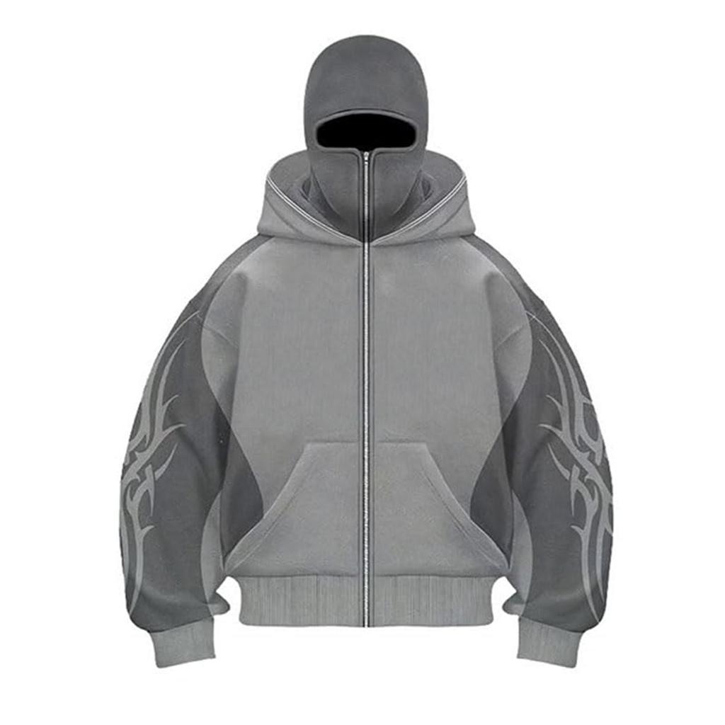 Men's Double Hood Colorblock Loose Trendy Hood Cardigan Zipper Hoodie