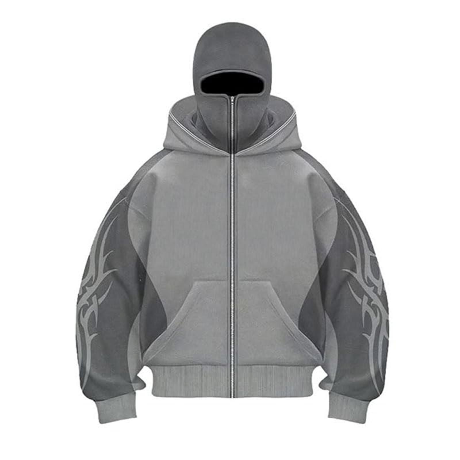 

Мужской кардиган с двойным капюшоном, колор-блок, свободный, модный, на молнии L