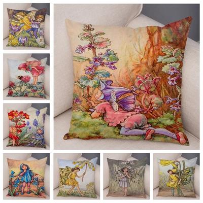 Fairy Tale World Elf Sofa Colorful Cute Cartoon Flower Girl Pillowcase Decorative Home Pillowcase