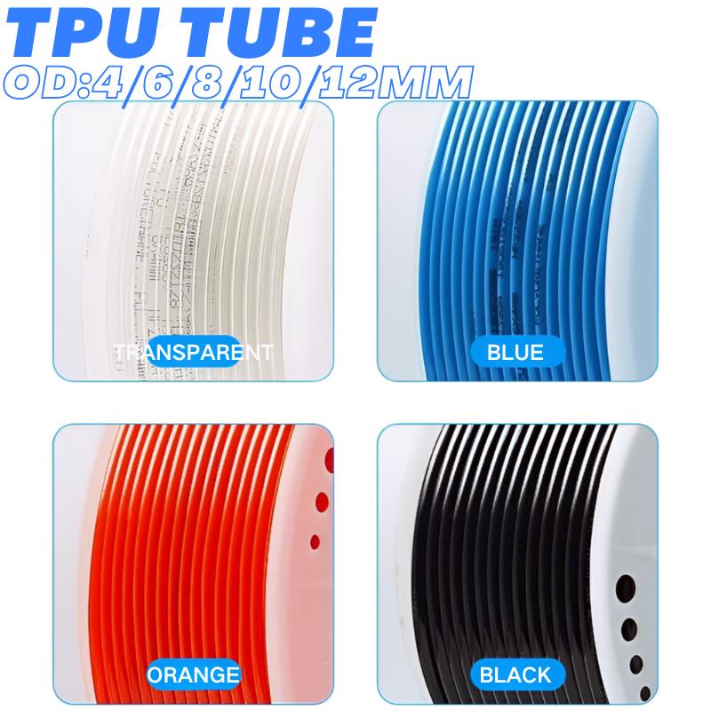 10M/20M/50M/100M Pneumatic Component Air Hose Tube Pipe 4mm 6mm 8mm 10mm 12mm PU Polyurethane Air Compressor Tubing 6