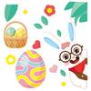 Easter Cartoon Rabbit Static Cling Sticker Window Clings for Homes, Kitchen,