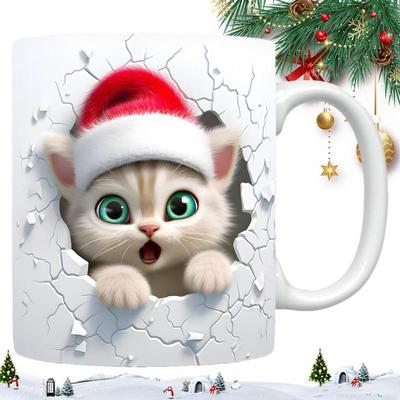 Taza de Navidad Taza de Té con Tema Navideño Vajilla Festiva Cristalería Taza de Cerámica Divertida con Asa Para Hogar Negocios