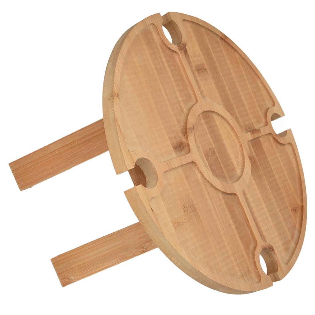 Outdoor Wine Table Folding Wooden Picnic Table with Wine Glass Holder for Hiking Camping Outdoor Dinner