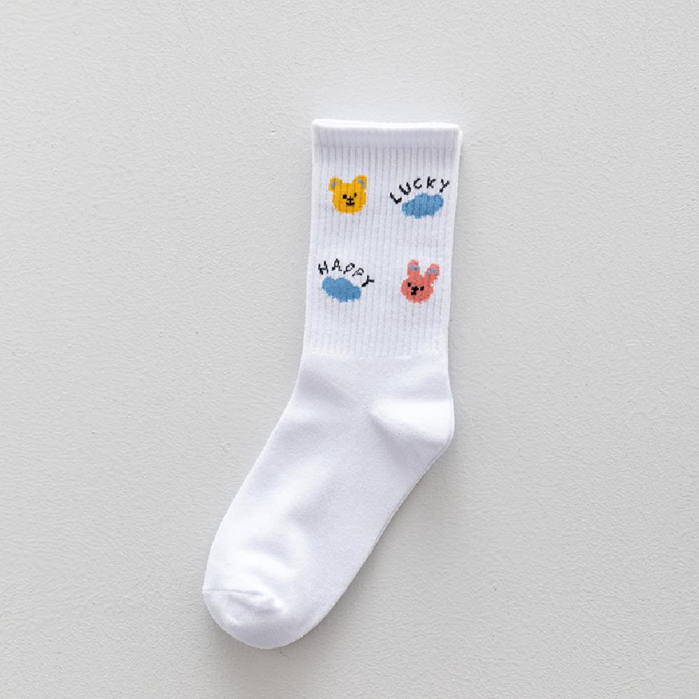 Women Japanese Korea Cute Cartoon Cow Bear Rabbit Duck Unicorn Funny White Cool Harajuku Hip Hop Cotton Skateboard Socks