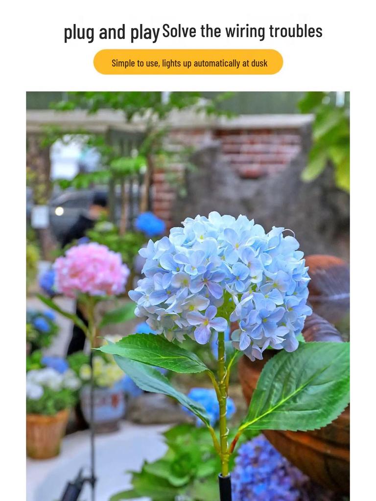 Hydrangea LED Solar Stake Lights - Waterproof Outdoor Garden Decoration