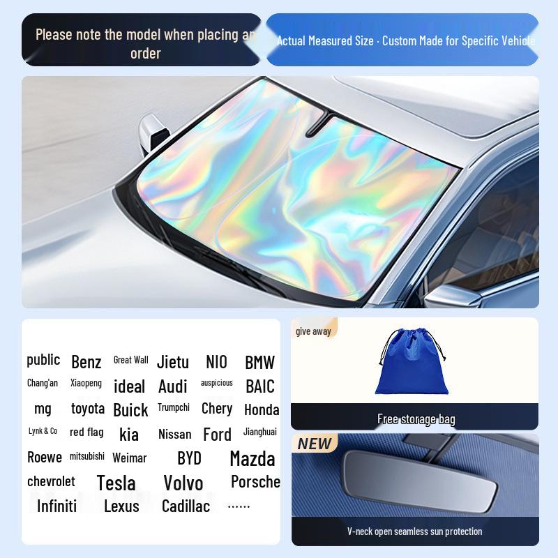 Car Sun Visor Sunshade for Small Windows - Heat Insulation Curtain for Interior Windshield