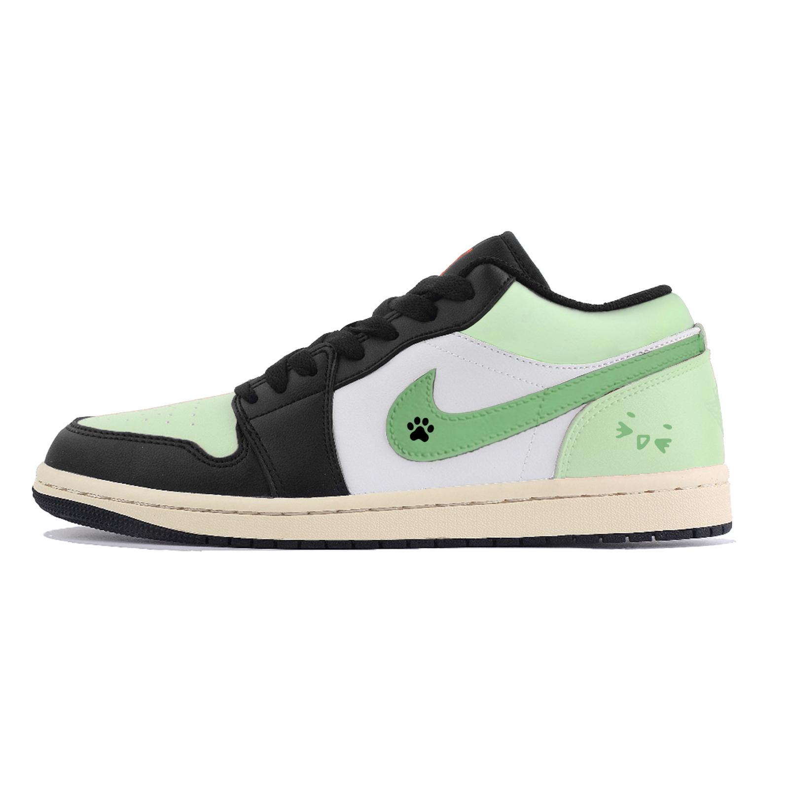Jordan Air Jordan 1 Couple, Claw Couple, Casual Low top Vintage Basketball Shoes Unisex Black Green 553558-040(Team85-  ) 42