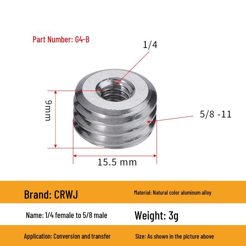 Laser Level Camera Mount Tripod Adapter: 3/8 To 1/4 & 1/4 To 5/8 Conversion Nut Screw