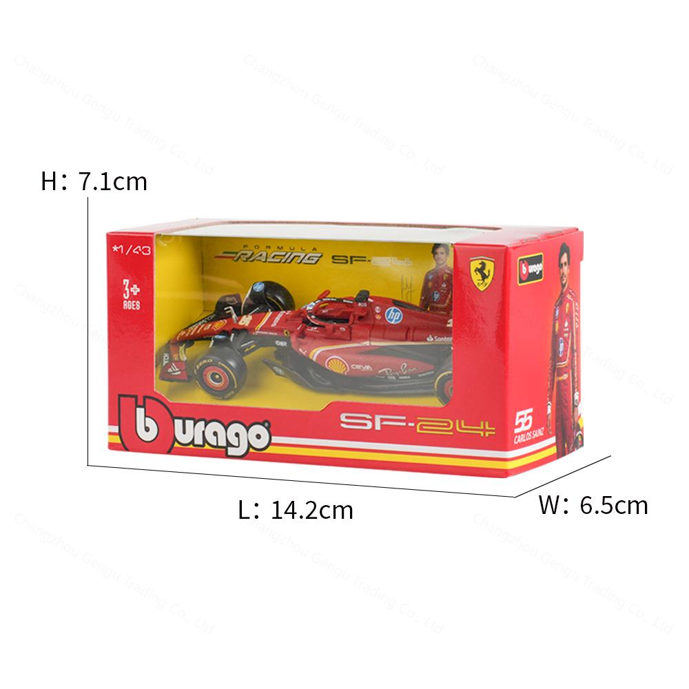 Bburago 1:43 Ferrari 2024 SF24 #16 #55 Samochód Wyścigowy F1 Formuła Statyczna Symulacja Metalowy Model Diecast