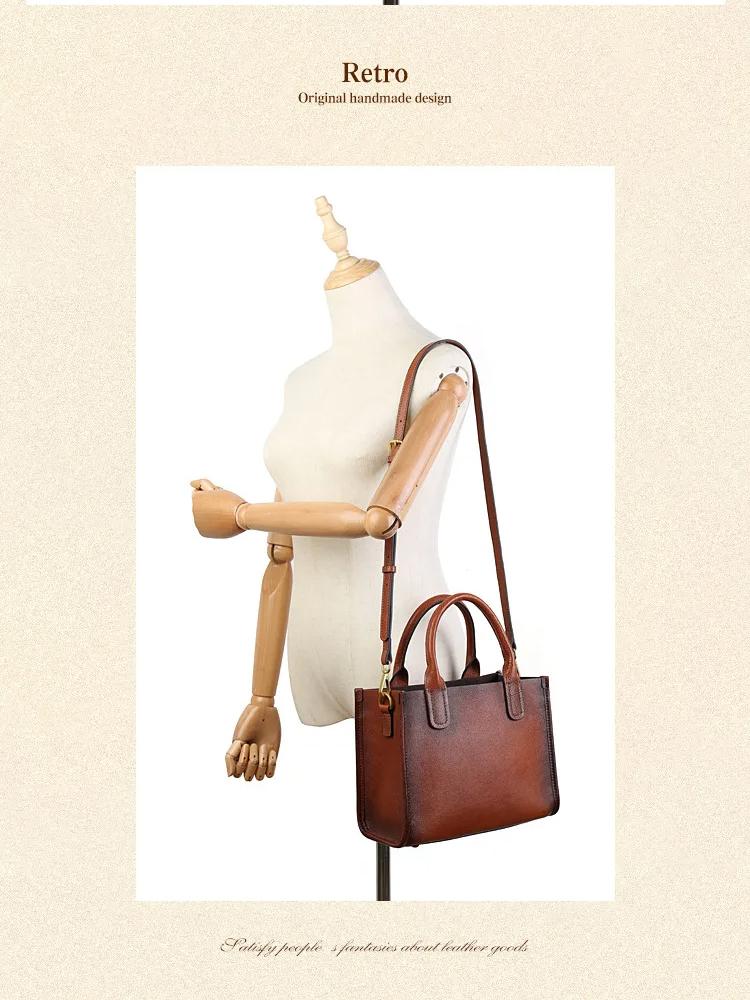 Johnature High-end Genuine Leather Women's Bag Retro Large Capacity Commuting Handbag Versatile Shoulder Bags