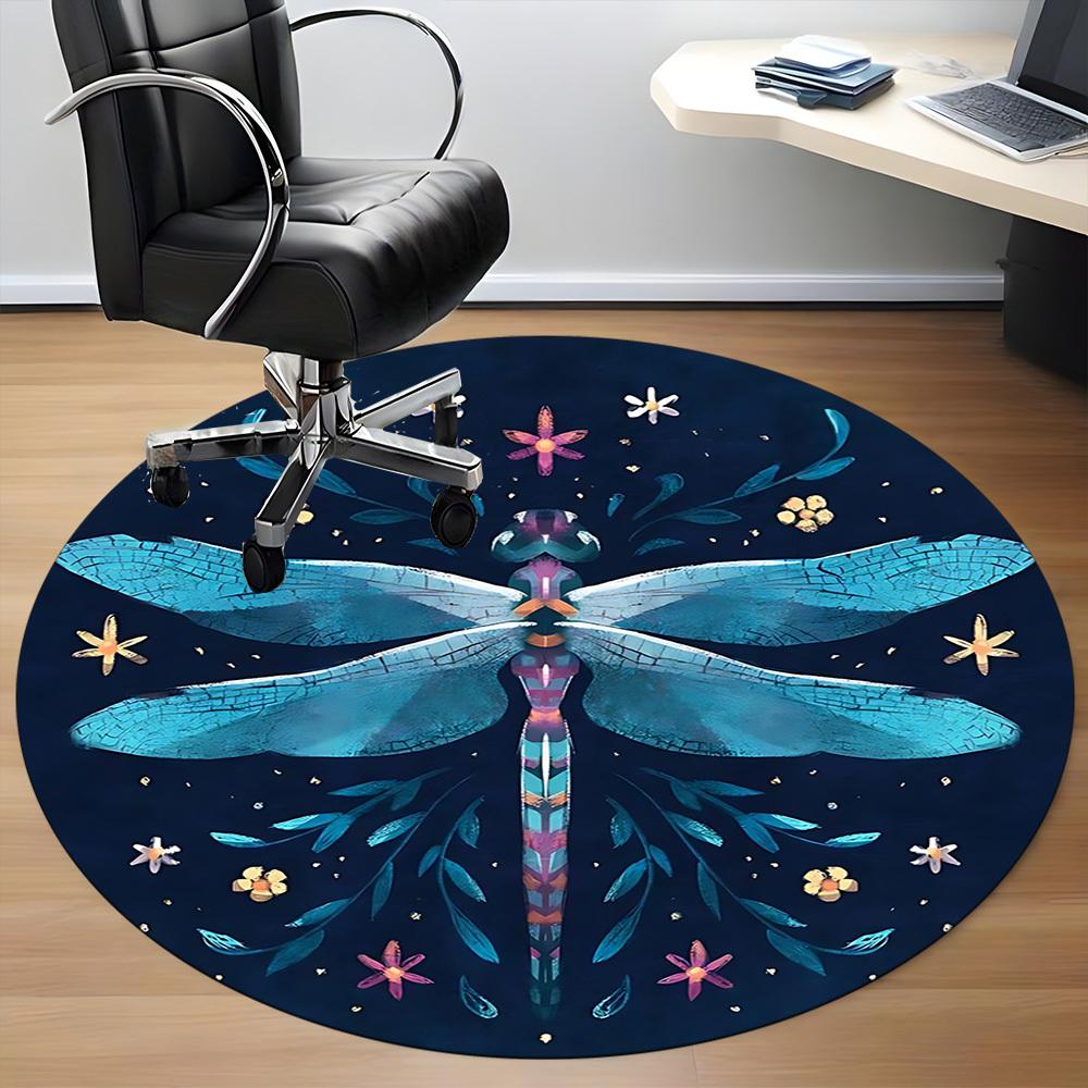 1pc Dragonfly Chair Carpet for Office, Round Non Slip Durable Large Size Office Carpet, Suitable for Office